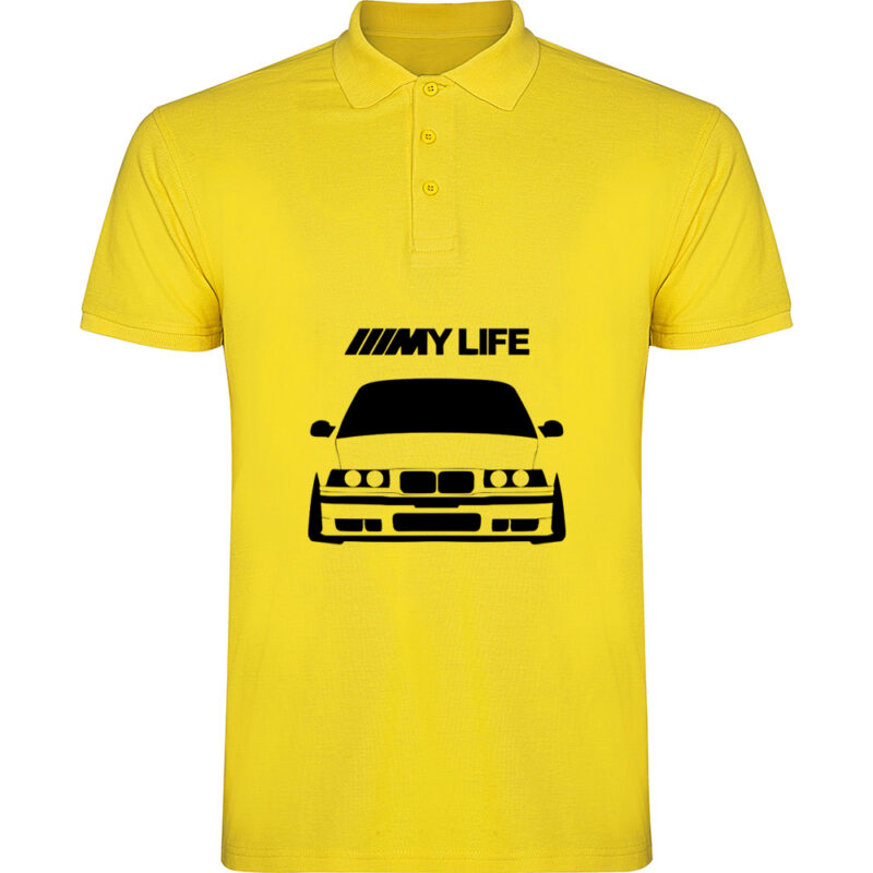 Tricou polo BMW - My life, Galben