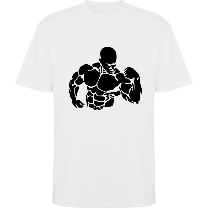 Tricou oversize Body building, Alb