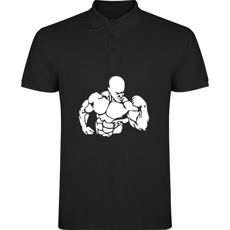 Tricou polo Body building, Negru
