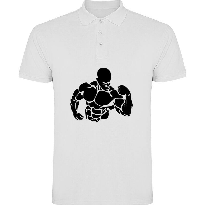 Tricou polo Body building, Alb