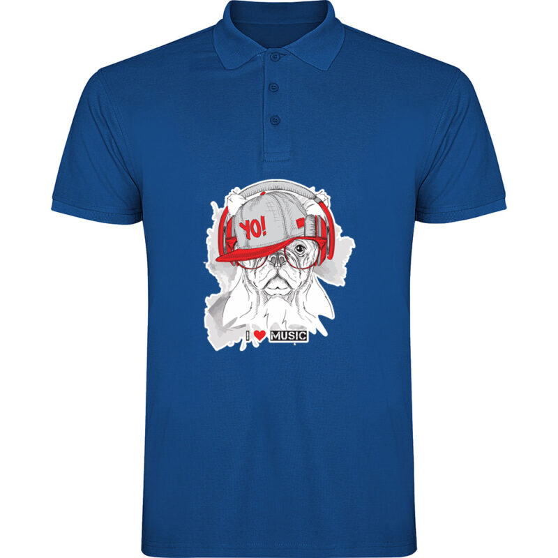 Tricou polo Catel I Love Music, Albastru