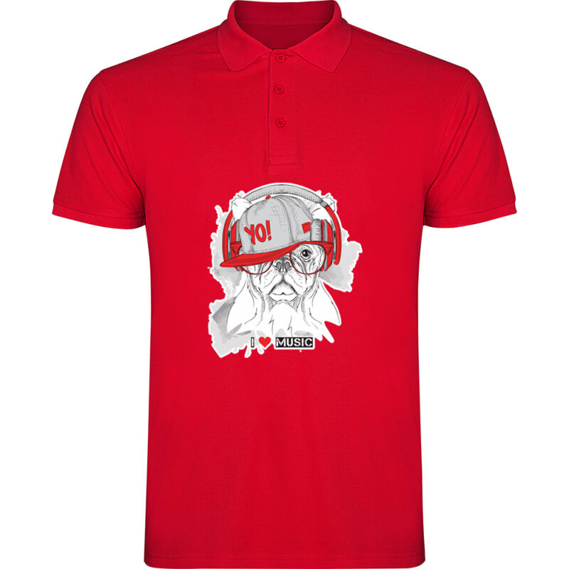 Tricou polo Catel I Love Music, Roșu