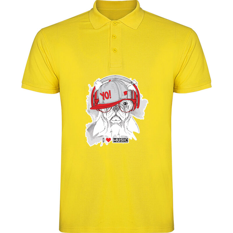 Tricou polo Catel I Love Music, Galben