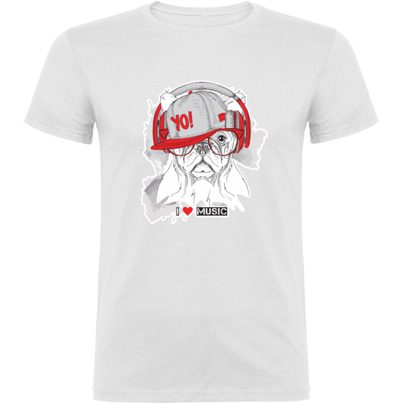 Tricou Catel I Love Music, Alb