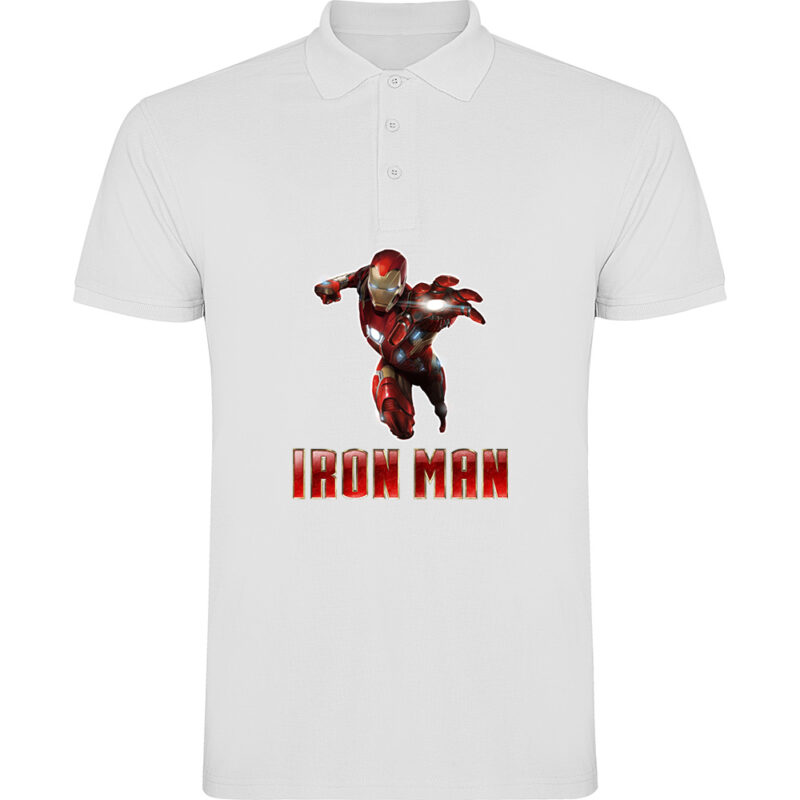 Tricou polo IRON MAN (Model 2), Alb