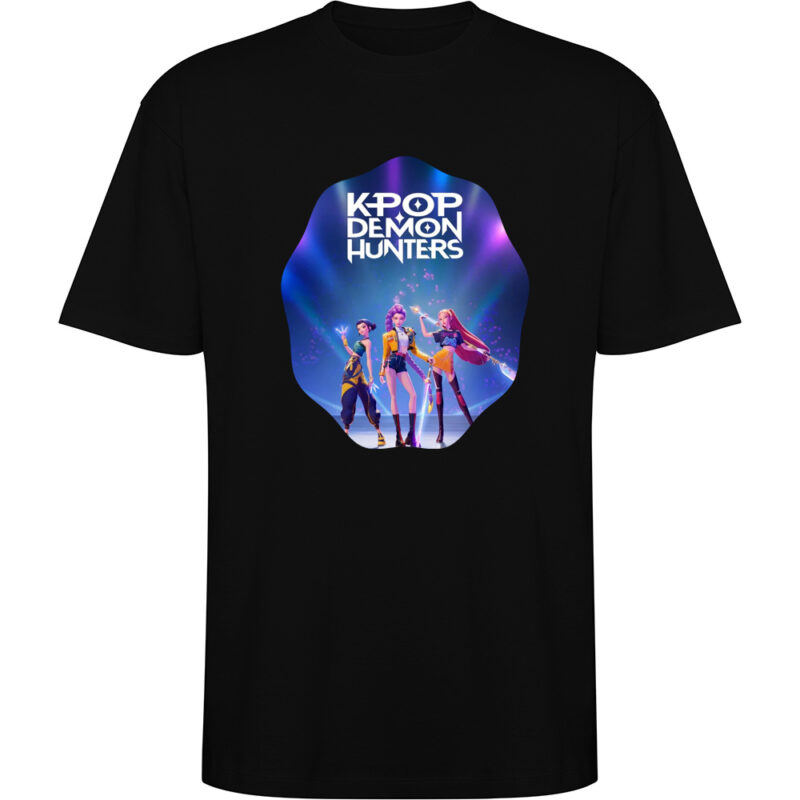 Tricou oversize K-POP Demon Hunters (Model 1), Negru