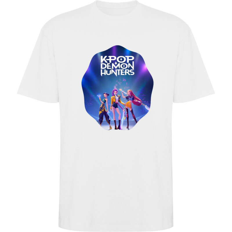 Tricou oversize K-POP Demon Hunters (Model 1), Alb