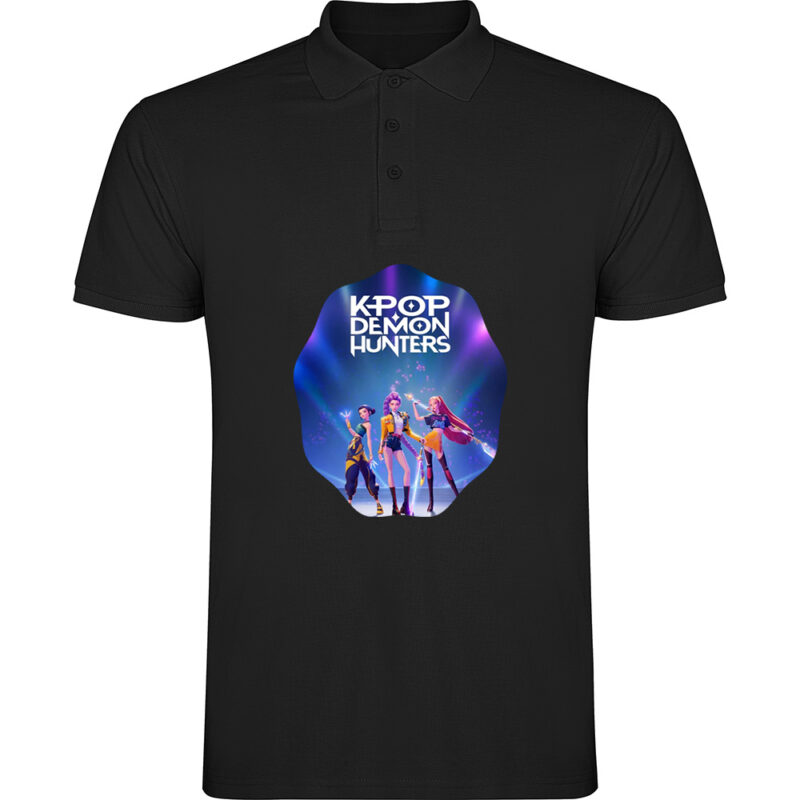 Tricou polo K-POP Demon Hunters (Model 1), Negru