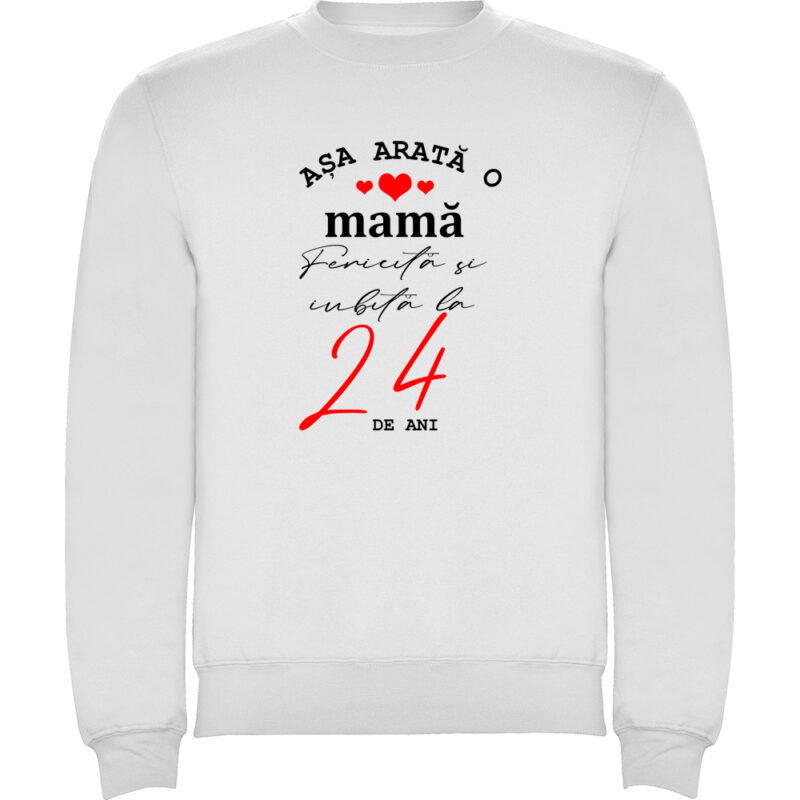 Pulover Mama fericita si iubita, Alb