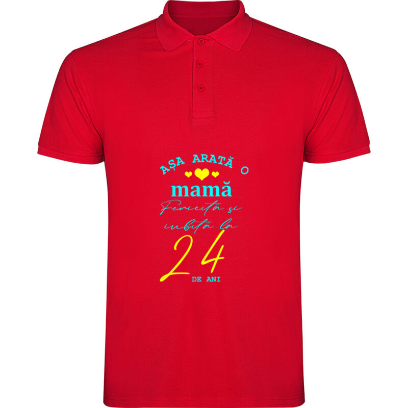 Tricou polo Mama fericita si iubita, Roșu