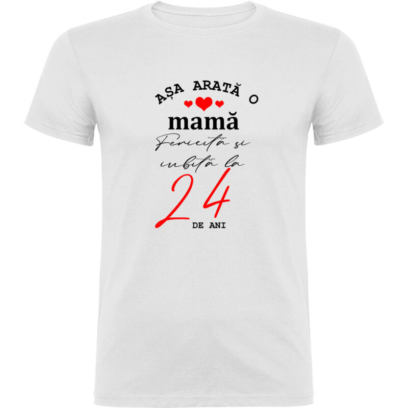 Tricou Mama fericita si iubita, Alb