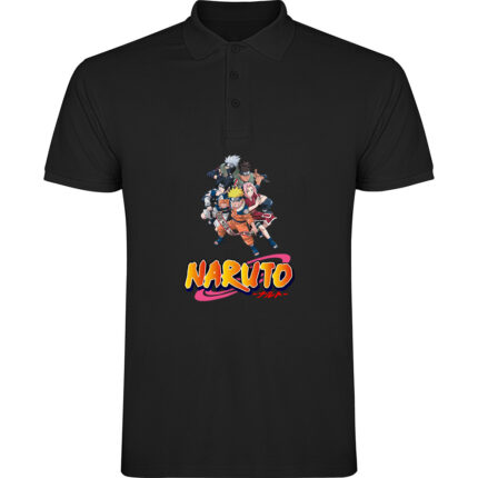 Tricou polo NARUTO UZUMAKY (Model 2), Negru