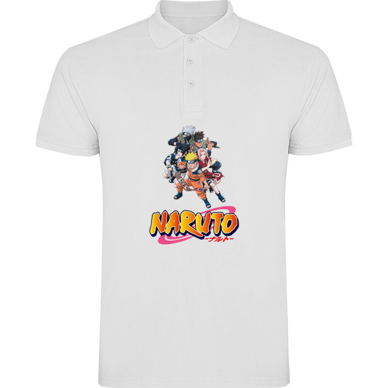 Tricou polo NARUTO UZUMAKY (Model 2), Alb