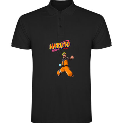 Tricou polo NARUTO UZUMAKY (Model 3), Negru