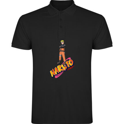 Tricou polo NARUTO UZUMAKY (Model 4), Negru