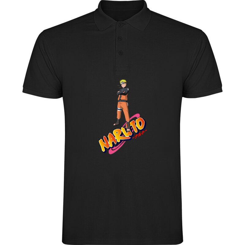 Tricou polo NARUTO UZUMAKY (Model 4), Negru