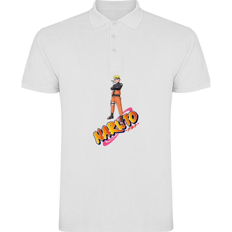Tricou polo NARUTO UZUMAKY (Model 4), Alb