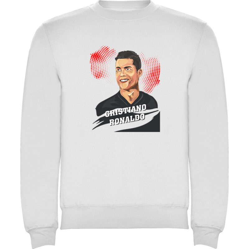 Pulover copii Portret CR7, Alb