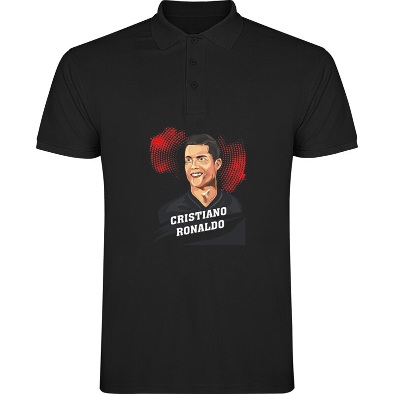 Tricou polo Portret CR7, Negru