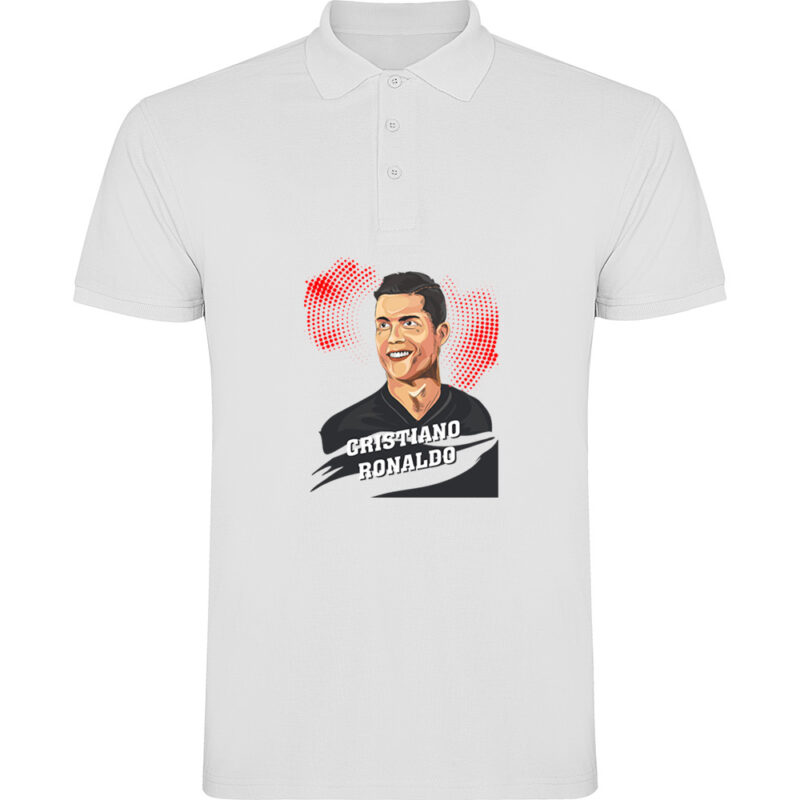 Tricou polo Portret CR7, Alb