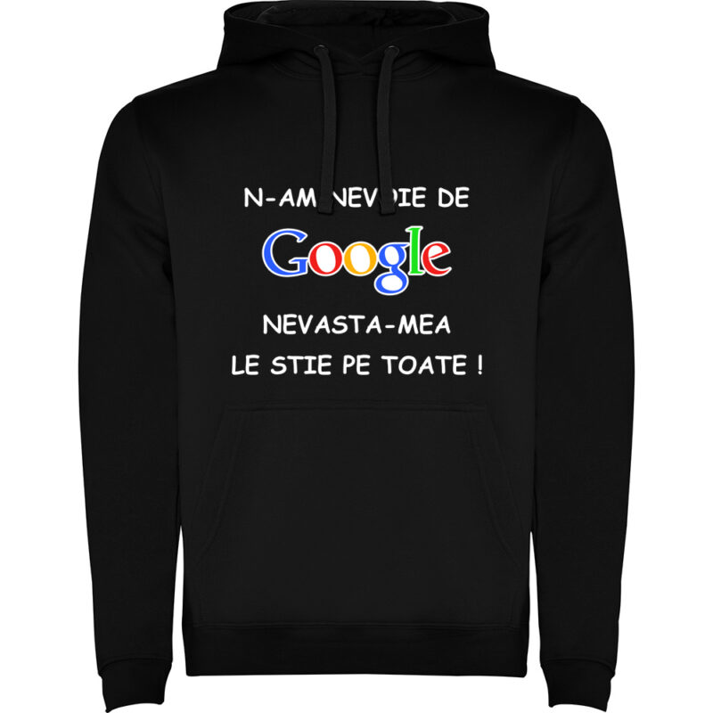 Hanorac copii NU AM NEVOIE DE GOOGLE, Negru