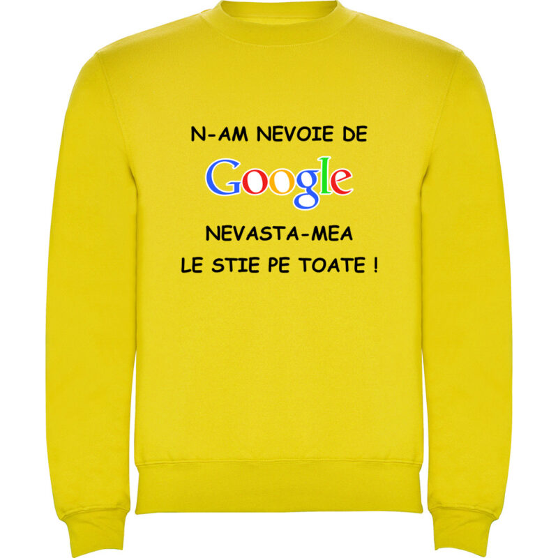 Pulover copii NU AM NEVOIE DE GOOGLE, Galben