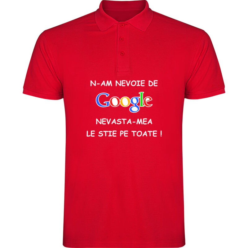 Tricou polo NU AM NEVOIE DE GOOGLE, Roșu