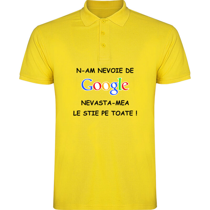 Tricou polo NU AM NEVOIE DE GOOGLE, Galben