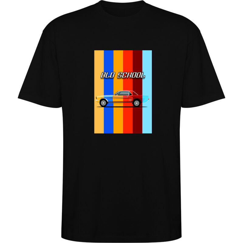Tricou oversize OLD SCHOOL CAR, Negru