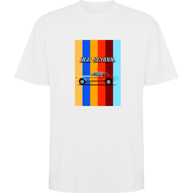 Tricou oversize OLD SCHOOL CAR, Alb