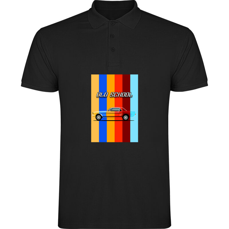 Tricou polo OLD SCHOOL CAR, Negru