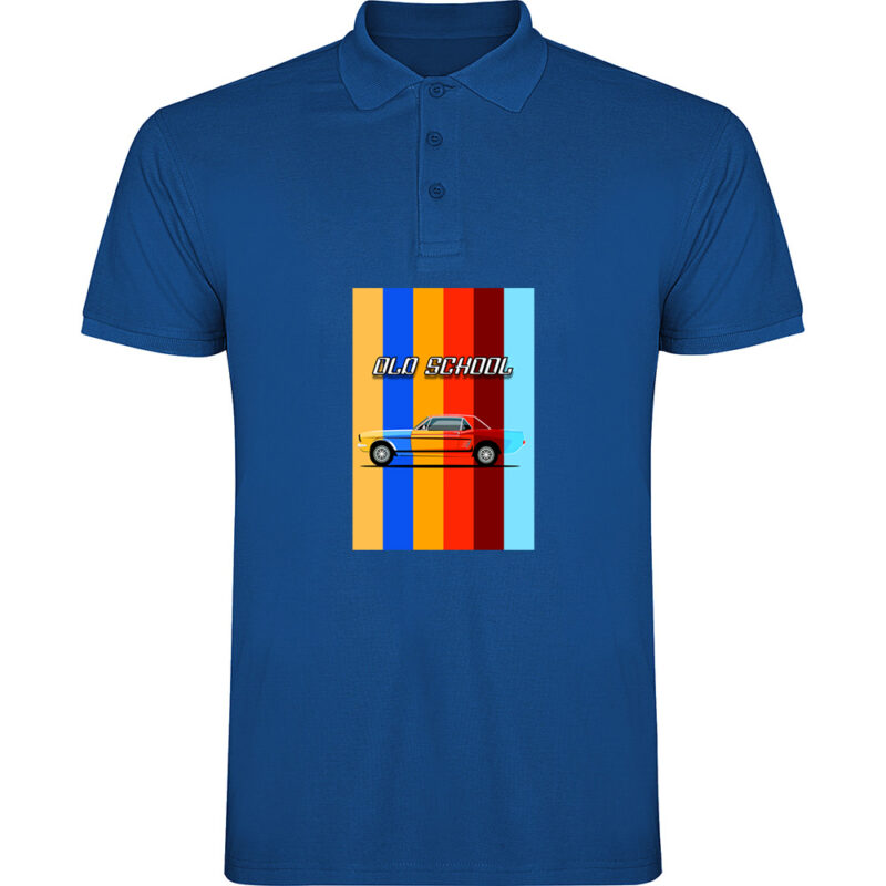 Tricou polo OLD SCHOOL CAR, Albastru