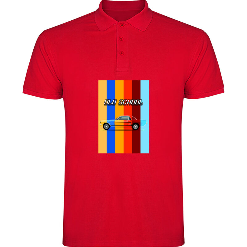 Tricou polo OLD SCHOOL CAR, Roșu