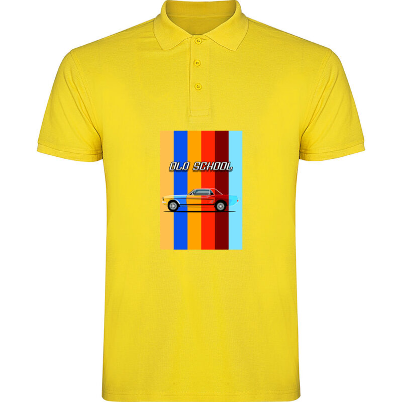 Tricou polo OLD SCHOOL CAR, Galben