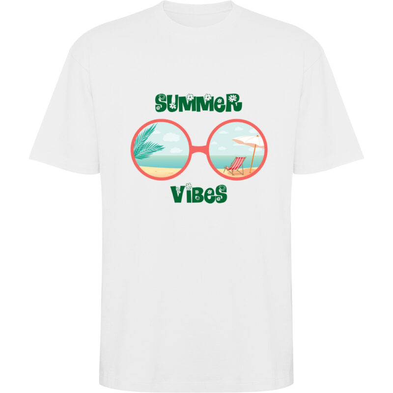 Tricou oversize SUMMER VIBES (MODEL 1), Alb