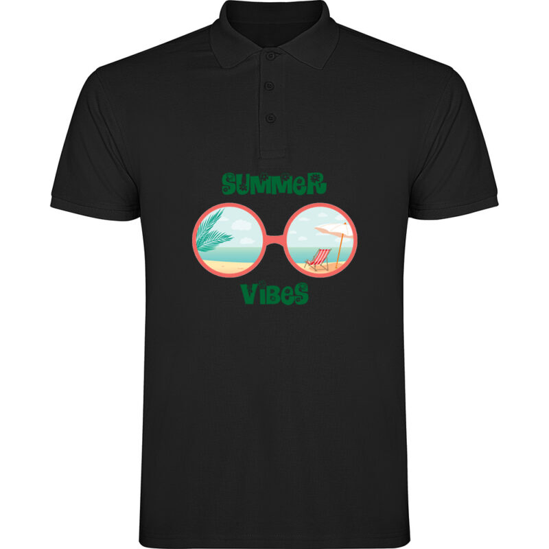 Tricou polo SUMMER VIBES (MODEL 1), Negru