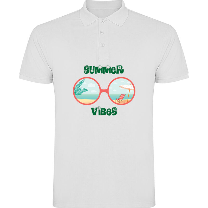Tricou polo SUMMER VIBES (MODEL 1), Alb
