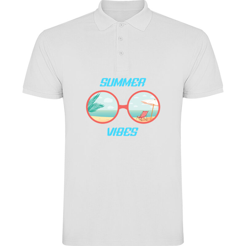 Tricou polo SUMMER VIBES (MODEL 2), Alb