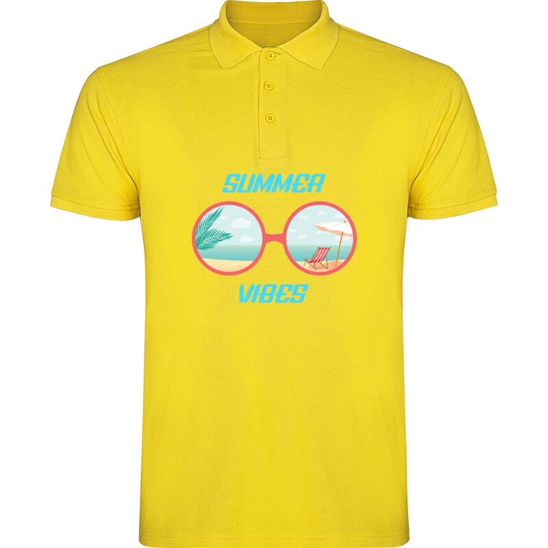 Tricou polo SUMMER VIBES (MODEL 2), Galben