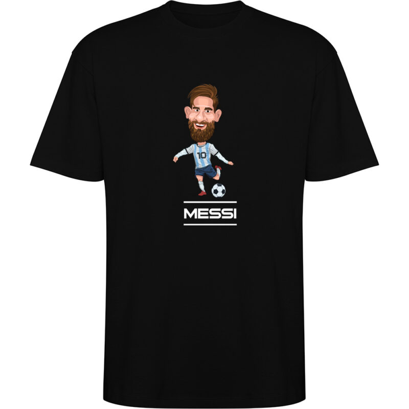 Tricou oversize CARICATURA MESSI, Negru