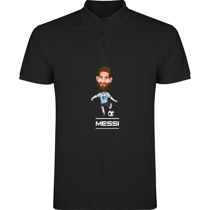 Tricou polo copii CARICATURA MESSI, Negru