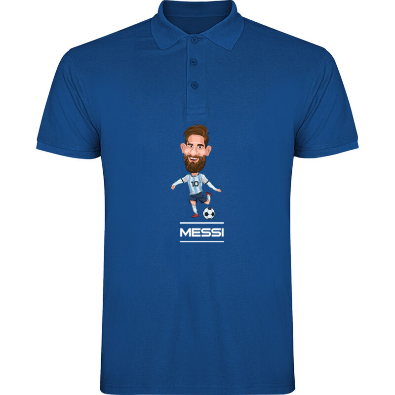 Tricou polo copii CARICATURA MESSI, Albastru