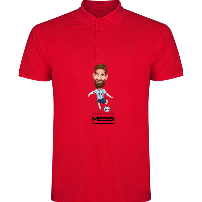 Tricou polo copii CARICATURA MESSI, Roșu