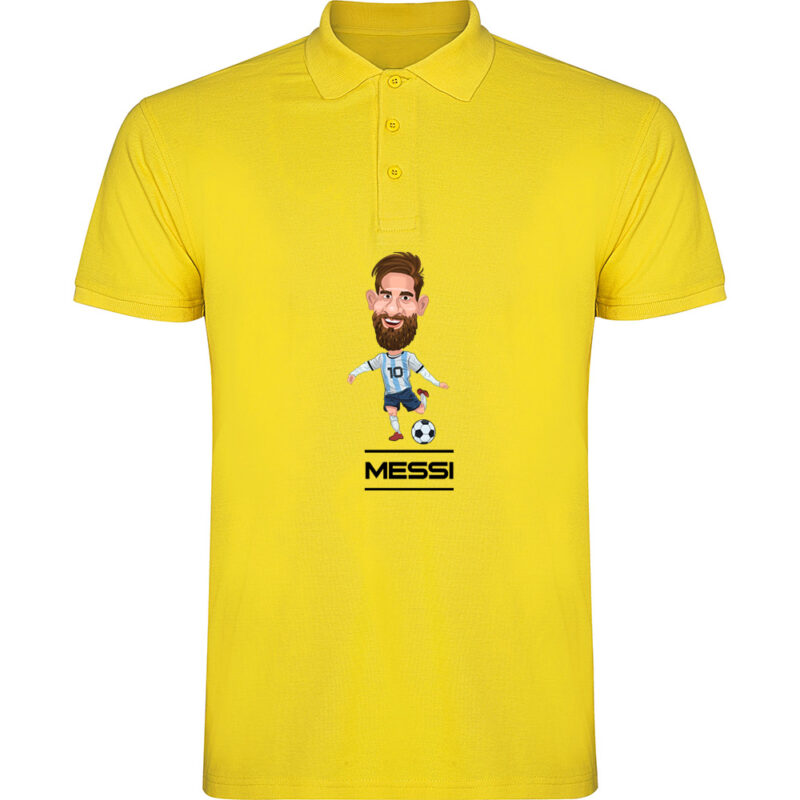 Tricou polo copii CARICATURA MESSI, Galben