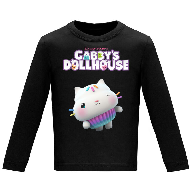 Tricou mânecă lungă copii -CASA DE PAPUSI GABI (MODEL 1), Negru