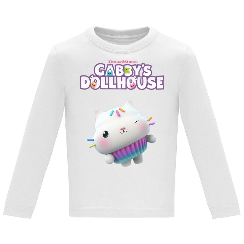 Tricou mânecă lungă copii -CASA DE PAPUSI GABI (MODEL 1), Alb
