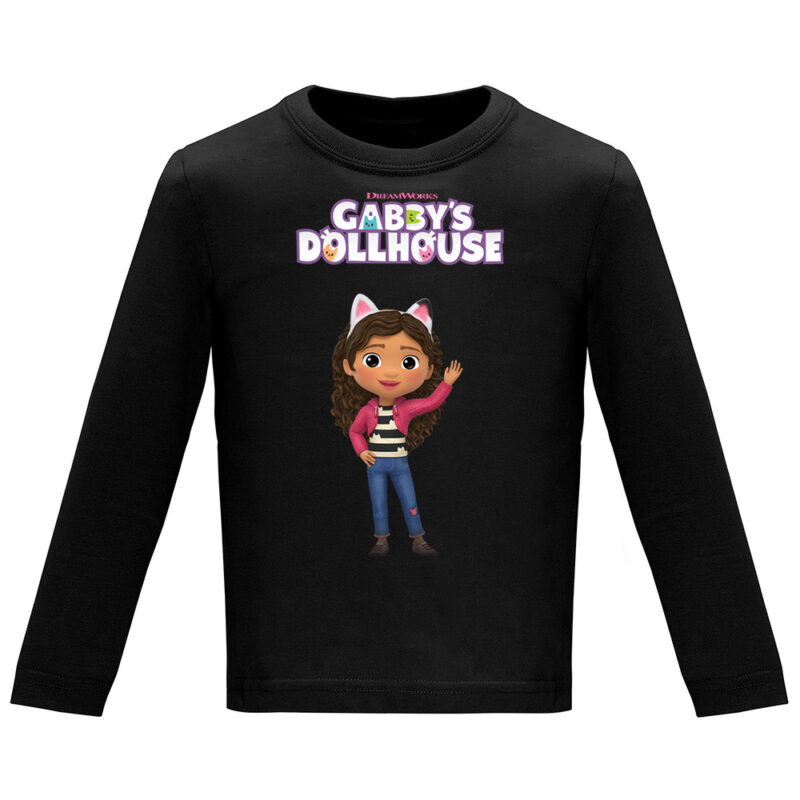 Tricou mânecă lungă copii -CASA DE PAPUSI GABI (MODEL 2), Negru