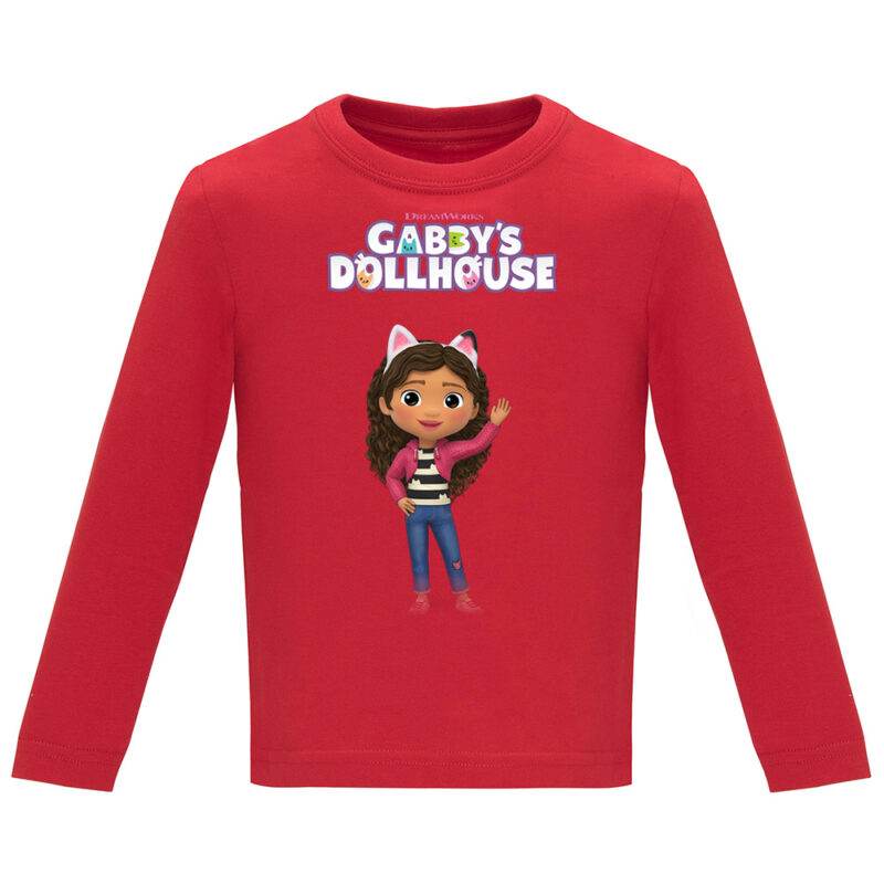 Tricou mânecă lungă copii -CASA DE PAPUSI GABI (MODEL 2), Roșu