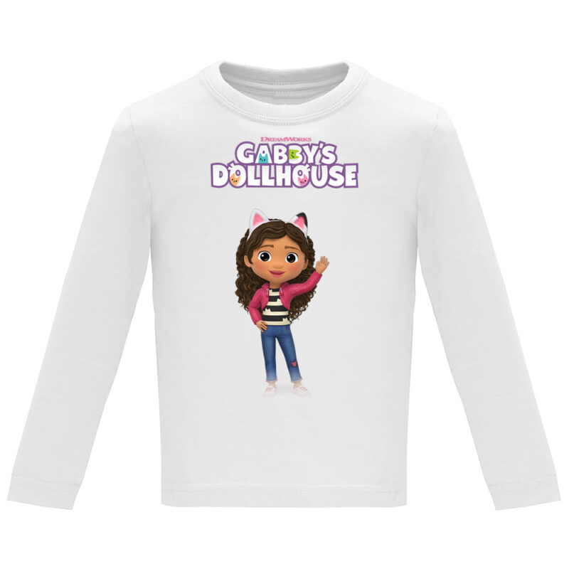 Tricou mânecă lungă copii -CASA DE PAPUSI GABI (MODEL 2), Alb
