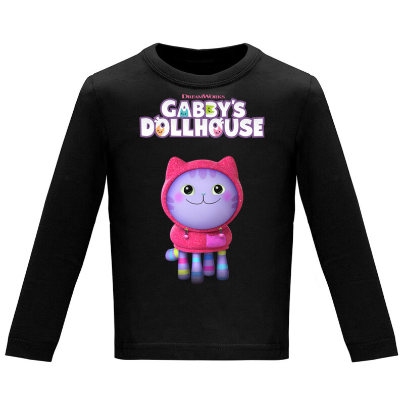 Tricou mânecă lungă copii -CASA DE PAPUSI GABI (MODEL 3), Negru
